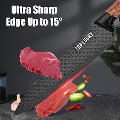 Knife Set, Wiztoynia 6-Piece Black Kitchen Knife Set for Home, Anti-Rust Non-stick Stainless Steel Sharp Chef Knife Set with Universal Knife Block for Kitchen, Ergonomical Design (Black) - Image 5