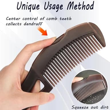 Dandruff Comb, Hollow Tooth Button Comb, Detoxing Comb Energy Massage Comb, Scalp Psoriasis Comb Dandruff Removal Comb, Lice Comb Multifunctional Hairbrush For Women Men Kids - Image 3