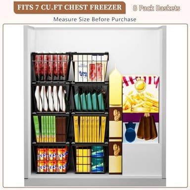 ANJUBAN Enhanced Leak-Proof Bottom - Freezer Organizer Bins ，4 Pack Stackable Deep Freezer Organizer Bins for 7 Cu.FT Small Chest Freezer，organization and storage，pantry organizers(4 Pack-black - Image 4