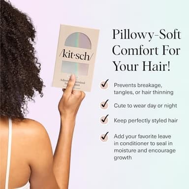 Kitsch XL Satin Bonnet for Sleeping - Softer Than Silk Hair Bonnet for Women - Secure Fit, Adjustable Night Cap for Curly & Textured Hair - Prevents Breakage, Tangles & Thinning - Aura - Image 2