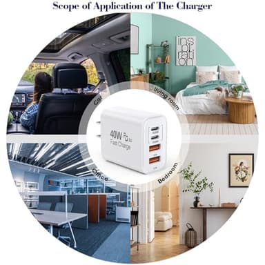 40W iPhone 17 16e 15 Charger Block Fast Charging,2Pack USB C Wall Charger,4-Port Fast USB Wall Adapter PD + QC Multiport Block Cube for iPhone 17 Air/17 Pro/Pro Max/16/16 Pro/15/14/13/12/11/Pro Max/XS - Image 7