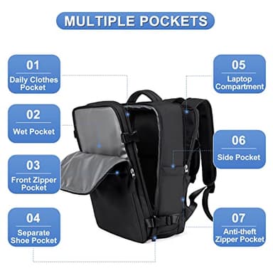 coofay Travel Backpack For Women Airline Approved Carry On Waterproof Sports Luggage Casual Daypack Small Hiking Backpack Black - Image 5