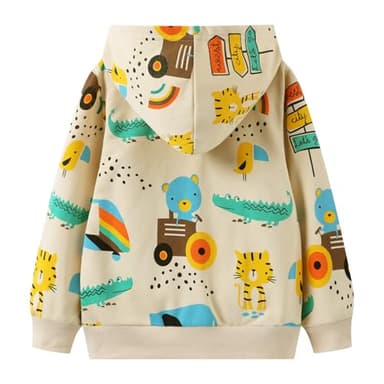 HILEELANG Toddler Boy Spring Hoodie Zip Sweatshirt Cotton Animals Printed Lightweight Fall Outerwear Clothes 3T - Image 3
