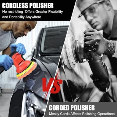 AOBEN Cordless Car Polisher,6 Inch Car buffer Waxer Kit with 2X2000mAh Batteries,6 Variable Speed &10 Polishing Pads,Brushless Cordless Polisher for Car Detailing/Waxing/Polishing/Scratch Removing - Image 4