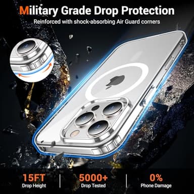 Temdan for iPhone 16 Pro Case Clear, [Compatible with Magsafe][Anti-Yellowing][Military-Grade Protection] Shockproof Slim Magnetic Phone Case for iPhone 16 Pro, Transparent - Image 4