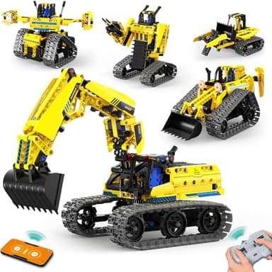 LECPOP 5 in 1 Building Toys STEM Robotics Kit, 430 PCS Blocks RC Robot Erector Sets, APP & Remote Control Excavator Science Kits for Kids Age 6 7 8 9 10 11 12-14, DIY Educational Gift for Boys & Girls - Image 1