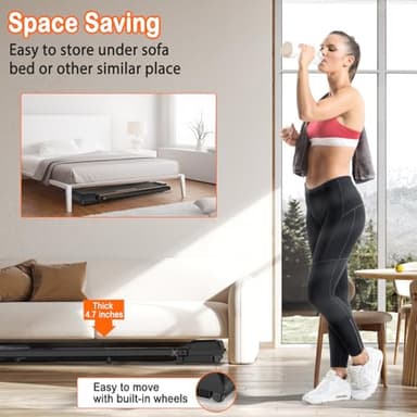 HOWHAI Treadmill, Walking Pad, Treadmills for Home Foldable with Handle Bar, 6.2 MPH Running Treadmill with Remote Control and LED Display, Running Machine for Home Office Use (300lbs Capacity) - Image 8