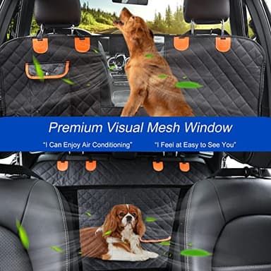 EasyHaWei Dog Car Seat Cover for Back Seat 600D Scratchproof Nonslip Durable Waterproof Cars Pet Backseat Covers with Mesh Window Dogs Hammock for Car，SUV, Truck (54" W x 58" L) - Image 2