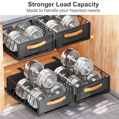 Pull out Cabinet Organizer Fixed with Adhesive Nano Film,Heavy Duty Slide out Pantry Shelves Drawer Storage,Sliding Mesh Cabinet Basket with Handle for Kitchen, Bathroom,Home, 9.8"WX 15.7"D X 6.2"H - Image 5