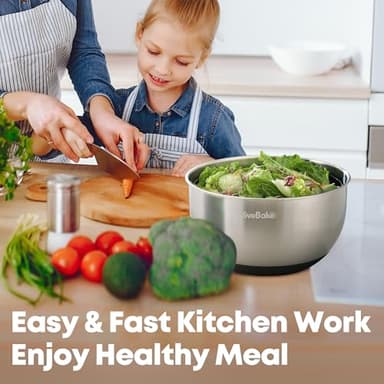 SveBake 5.3Qt Stainless Steel Salad Spinner with Stop Button, BPA-Free Vegetable Lettuce Spinner, Transparent Lid & Drainage Hole, Non-Slip Base, Dishwasher Safe Fruit Washer - Image 8