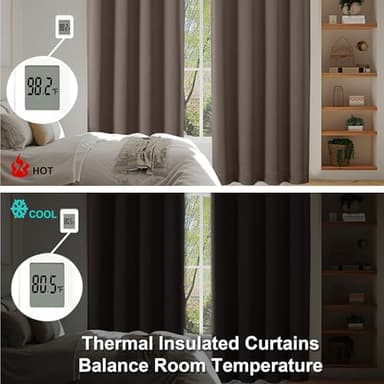 Simplebrand Ava Brown Blackout Curtains for Bedroom 63 Inch Length 2 Panels Set, Solid Thermal Insulated Energy Saving Rod Pocket Window Treatment Curtains Blackout Drapes, W40 x L63 Inch, Brown - Image 6