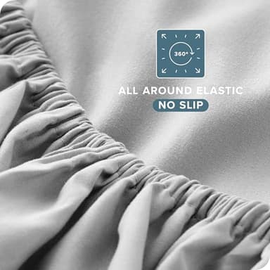 Bare Home Queen Sheet Set - Luxury 1800 Ultra-Soft Microfiber - Double Brushed - Deep Pockets - Easy Fit - 4 Piece Set - Bedding Sheets & Pillowcases (Queen, Cloud Grey) - Image 6