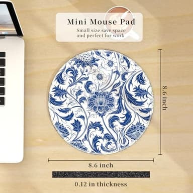 Hancynir Floral Flower Mouse Pad for Desk, Small Cute Mousepad with Non-Slip Base, Round Mouse Pads for Wireless Mouse Laptop Gaming, Computer Mouse Mat for Office Decor Desk Accessories Supplies - Image 3