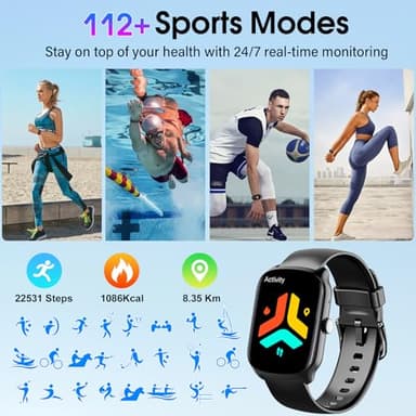 Smart Watch for Men Women (Dial/Answer Calls), 1.95"HD Curved Screen Smartwatch, Heart Rate/Sleep Monitor Fitness Watches, 112+ Sports Modes Activity Trackers, IP68 Waterproof Watch for Android iOS - Image 4