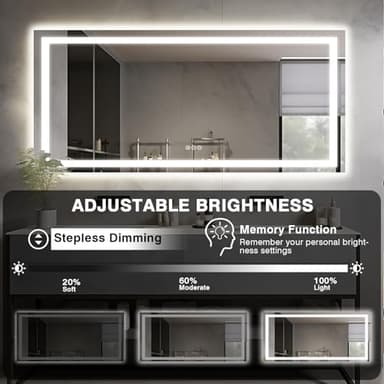 EchosLife Large 84"x40" Light up Bathroom Mirror with Front Lit and Backlit, Anti-Fog Vanity Mirror with Lights, Stepless Dimmable Lighted Mirror, 3 Colors Smart Mirror (Horizontal/Vertical) - Image 4