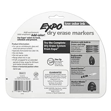 EXPO Low Odor Dry Erase Markers Fine Tip Assorted Colors 12 Count - Image 10