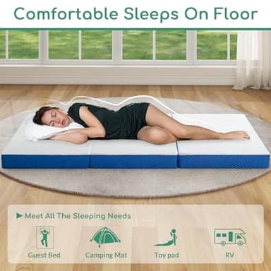 Tri-Fold Memory Foam Mattress, 4 inch Single Folding Mattress with Washable Cover, Foldable Mattress Portable for RV Camping, Guest Mat, Easy Storage, 75"×25"×4" - Image 5