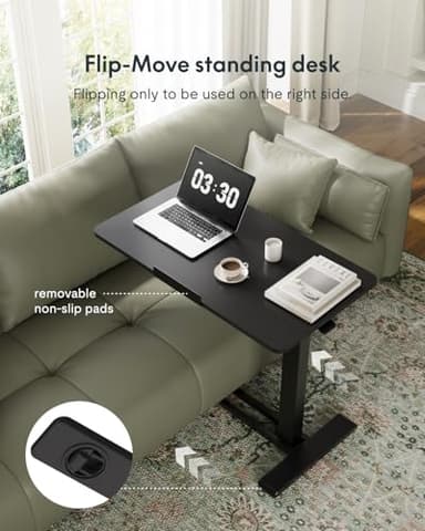 FLEXISPOT Mobile Standing Desk with Wheels Pneumatic Laptop Desk Rolling Computer Cart Movable Height Adjustable Small Sit Stand Desk Computer Workstations Home Use(31.5" W x 15.7" D, Black) - Image 7