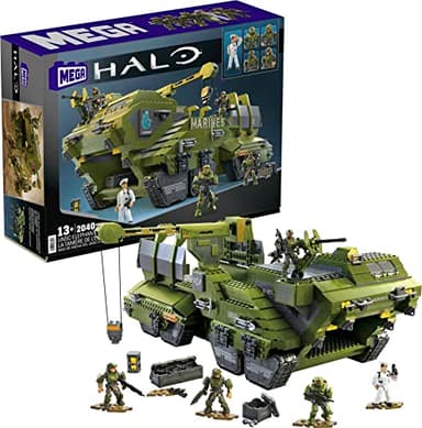 MEGA Halo Infinite Building Toys Set, UNSC Elephant Sandnest Tank with 2041 Pieces, 5 Poseable Articulation Micro Action Figures, Green, Kids and Fans - Image 1