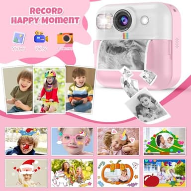 BOFIDAR Instant Print Camera for Kids, Christmas Birthday Gifts for Girls Age 3-10, Toddler Toy for 3 4 5 6 7 8 9 10 Year Old Girls with 3 Roller Photo Paper (Pink) - Image 5
