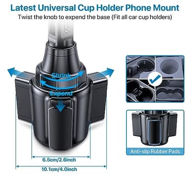 Miracase 2025 Upgraded Universal Cup Phone Holder for Car, [Rotatable & Adjustable] Long Neck Car Cup Holder Phone Mount Compatible with iPhone, Samsung, Google & More Smartphones - Image 4