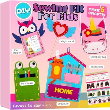 My First Sewing Kit for Kids 4-7, Felt Sewing Crafts Kit for Beginner 4 5 6 7 Year Old Girls, Play and Learn to Sew Fun Crafts Age 5-8 4-6, Toddler Embroidery Yarn Projects for Child Age 4-8 - Image 1