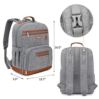 BILLITON MASHI Diaper Bag Backpack, Large Baby Nappy Bags with Portable Changing Pad for Boys and GirlsMultifunction Travel Baby Bag for Moms Dads, Shower Gifts Waterproof and Stylish，Grey - Image 4