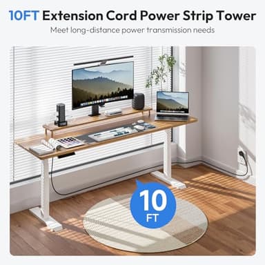 NTONPOWER Power Strip Tower, 1080J Surge Protector, 12 Outlets & 4 USB (2 USB C), 10 Ft Flat Plug Extension Cord, 1625W/13A Overload Protection, Compact for Home Office Dorm - Image 6