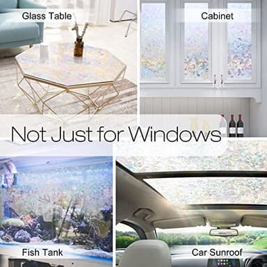 rabbitgoo Window Privacy Film Rainbow Film Decorative Window Sticker, 3D Static Stained Glass Cling Tint for Home Heat Control Non-Adhesive, 17.5 x 78.7 inches - Image 6