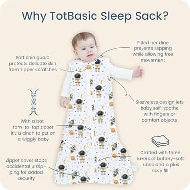 TOTBASIC Extra Large Toddler Sleep Sack, Light Summer Wearable Blanket Baby Sleeping Bag with 2-way Zipper, Ultra Soft Breathable Sleep Sacks for 24-36-48 Months 2T-3T-4T, 2 Pack(Planet Explorers) - Image 5