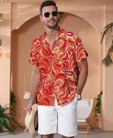 KYKU Mens Button Down Hawaiian Shirts Summer Accessories, Abstract Pattern, 4XL - Image 6