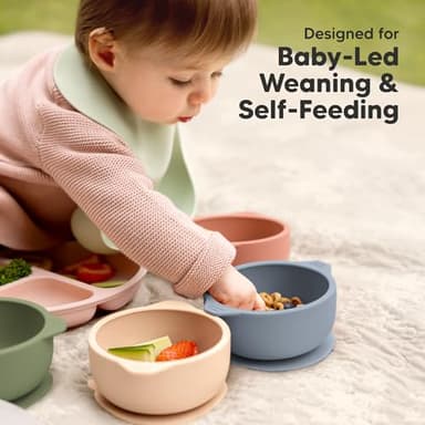 KeaBabies 2-Pack Baby Bowls with Suctions, Lids - Silicone Toddler Suction Bowls for Baby Boy, Girl, Kids, Food Grade Silicone, BPA-Free, Dishwasher Safe, Toddler Eating Essentials (Slate) - Image 8