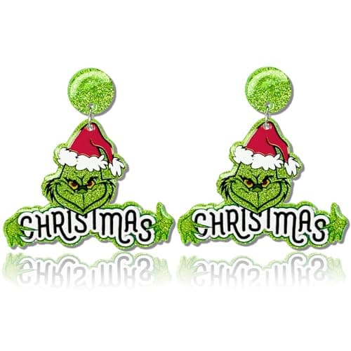 Christmas Earrings for Women Teens, Glitter Acrylic Christma Earrings Accessories for Christmas Parties. Christmas Party Favors, Suit for Christmas Costume Gifts - Image 1