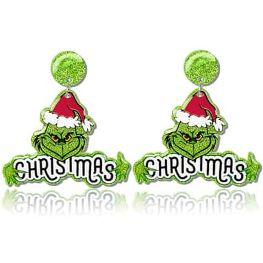 Christmas Earrings for Women Teens, Glitter Acrylic Christma Earrings Accessories for Christmas Parties. Christmas Party Favors, Suit for Christmas Costume Gifts - Image 1