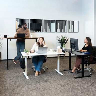 Veken 47.2 Inch Electric Standing Desk, Height Adjustable Sit Stand Up, Wood Desktop, Work Home Office Computer PC Desks, Gaming Writing Study Bedroom Rising Table, Tall Standup Workstation, White - Image 7