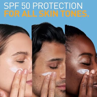 CeraVe AM Facial Moisturizing Lotion SPF 50, Face Moisturizer with SPF, Hyaluronic Acid, Niacinamide & Ceramides, Non-Greasy, Blends Seamlessly With No White Cast, Non Comedogenic Sunscreen, 3 Oz - Image 7