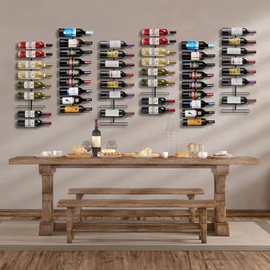 Sorbus Wall Mount Wine Rack 2-Pack – Holds 9 Bottles Each – Black Metal Wine Bottle Holders for Wall, Modern Wine Rack for Home Bar, Kitchen - Image 2
