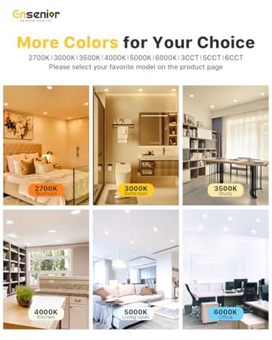 Ensenior 12 Pack 6 Inch LED Recessed Ceiling Light, Dimmable, 6000K Clear White, 1050LM 12W 120V, High Brightness Canless Wafer Downlight - ETL&FCC&IC - Image 3