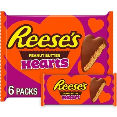 Reese's Milk Chocolate Peanut Butter Hearts, Valentine's Candy Packs, 1.2 oz (6 Count) - Image 1