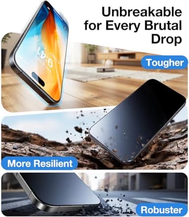 UltraGlass TOP 9H+ Armor for iPhone 17 Pro Screen Protector [NO.1 Military Grade Shatterproof] Screen Protector 17 Pro Tempered Glass 17Pro 6.3" 2025 [Longest Durable] OneStep Installation, 2 Pack - Image 8