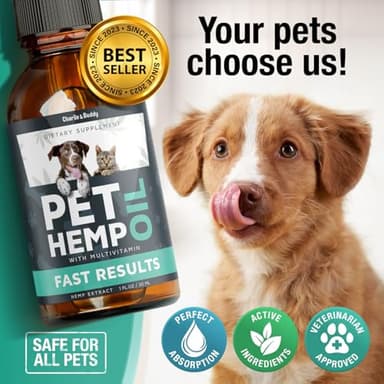 Charlie & Buddy Hemp Оil for Dogs Cats - Helps Pets with Аnxiеty, Pаin, Strеss, Slееp, Аrthritis, Sеizures Rеlief - Нiр Jоint Hеalth - Cаlming Trеats - Image 3