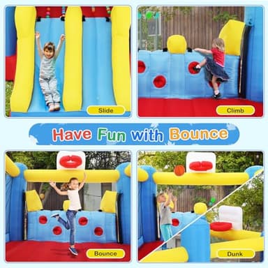 Big Bounce House for Kids 8-12 Girls/Boys Gifts, 15ft Ball Game Inflatables Bouncy House with Double Slide 3-12 Bouncy Castle with Blower, Jump House with Slide, Double Basketball Hoop - Image 2