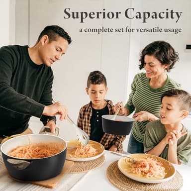 Bazova 24 Pcs Pots and Pans Set Non Stick Ceramic Cookware Set with 3 Stockpots, White Interior Black Exterior, Healthy Non-Toxic, Large Capacity, Induction Compatible, PFAS/PTFE/PFOA Free - Image 6