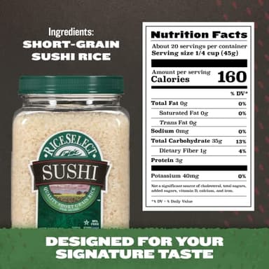 RiceSelect Sushi Rice for Sushi and Japanese Food, Premium Gluten-Free Short-Grain Rice, Non-GMO, 32-Ounce Jar - Image 3