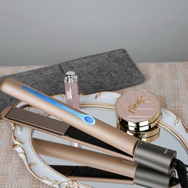 NITION Ceramic Tourmaline Hair Straighteners LCD Flat Iron MCH Fast Heating Up. Healthy Home Straightening Styling Tools with Travel Pouch Bag. 265-450°F Adjustable. 1" Smooth 3D Plate. Dual Voltage - Image 8