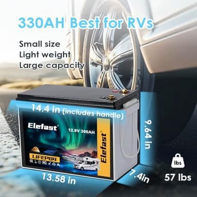 12V 330AH Lifepo4 Battery, Big Capacity Lithium RV Battery With Bluetooth and 200A BMS,Up to 8000 Deep Cycle.Perfect for RV,Solar Energy,Off-Grid System - Image 2