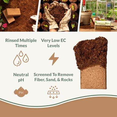 Coco Coir 650gm Bricks (5-Pack) - Organic Coco Coir for Plants & Gardening - OMRI-Listed Cocopeat for Garden Soil, Seed Starter Soil, & Mulch - Organic Coconut Bricks - Coconut Fiber Potting Mix - Image 2