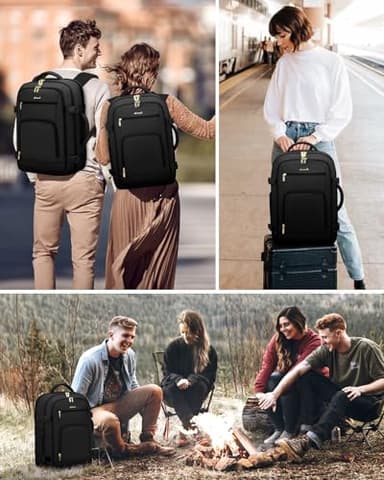 LOVEVOOK Carry On Travel Backpack For Women Men Flight Approved, 40L Personal Item Backpack for Airplanes, Business Weekender Overnight Daypack Fits 17 Inch Laptop, With 2 Packing Cubes, Black - Image 6