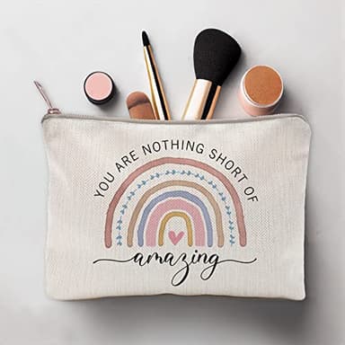 You Are Nothing Short Of Amazing Makeup Case Rainbow Makeup Bag Gift Best Friend Gift Sister Birthday Gift Funny Quote For Besite - Image 3