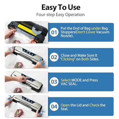 Vacuum Sealer Machine, with Starter Kit and 2-Year Warranty, Beelicious Automatic Air Sealing for Food Storage, Build-in Cutter, Moist Mode, EXT-VAC - Image 6